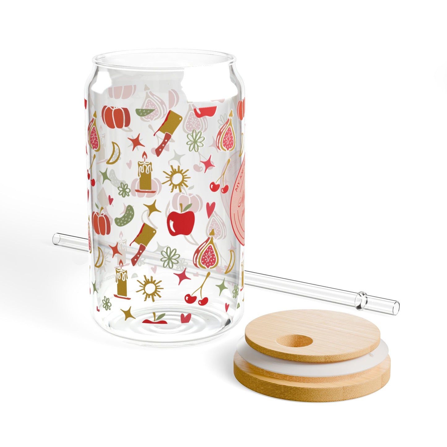 Forbidden Fruits Charm Pattern Glass Sipper