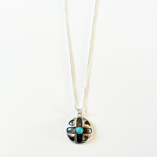 Dark Winds x Yoté Jewelry 'Protection Shield' Turquoise Necklace Silver