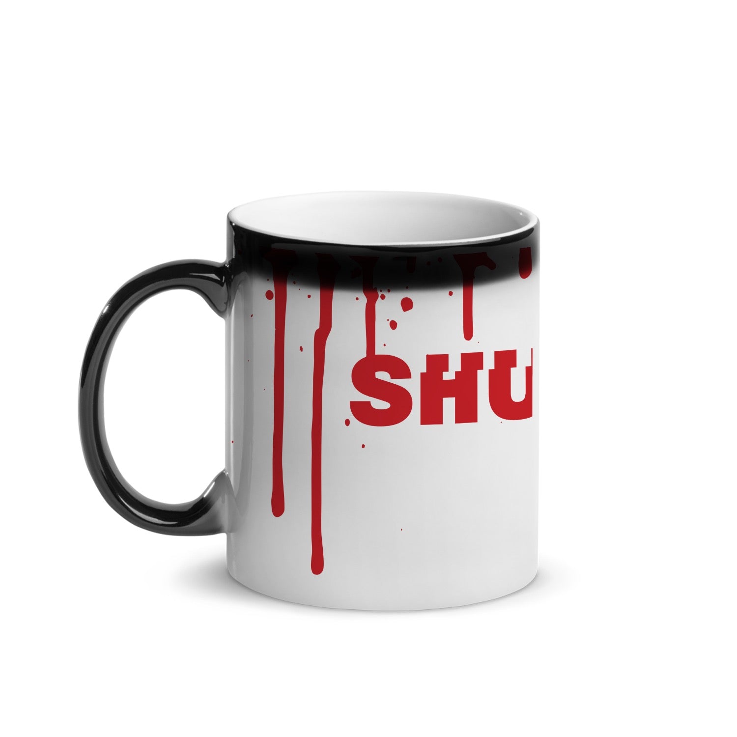 Shudder Splatter Logo 11 oz Black Color Changing Mug