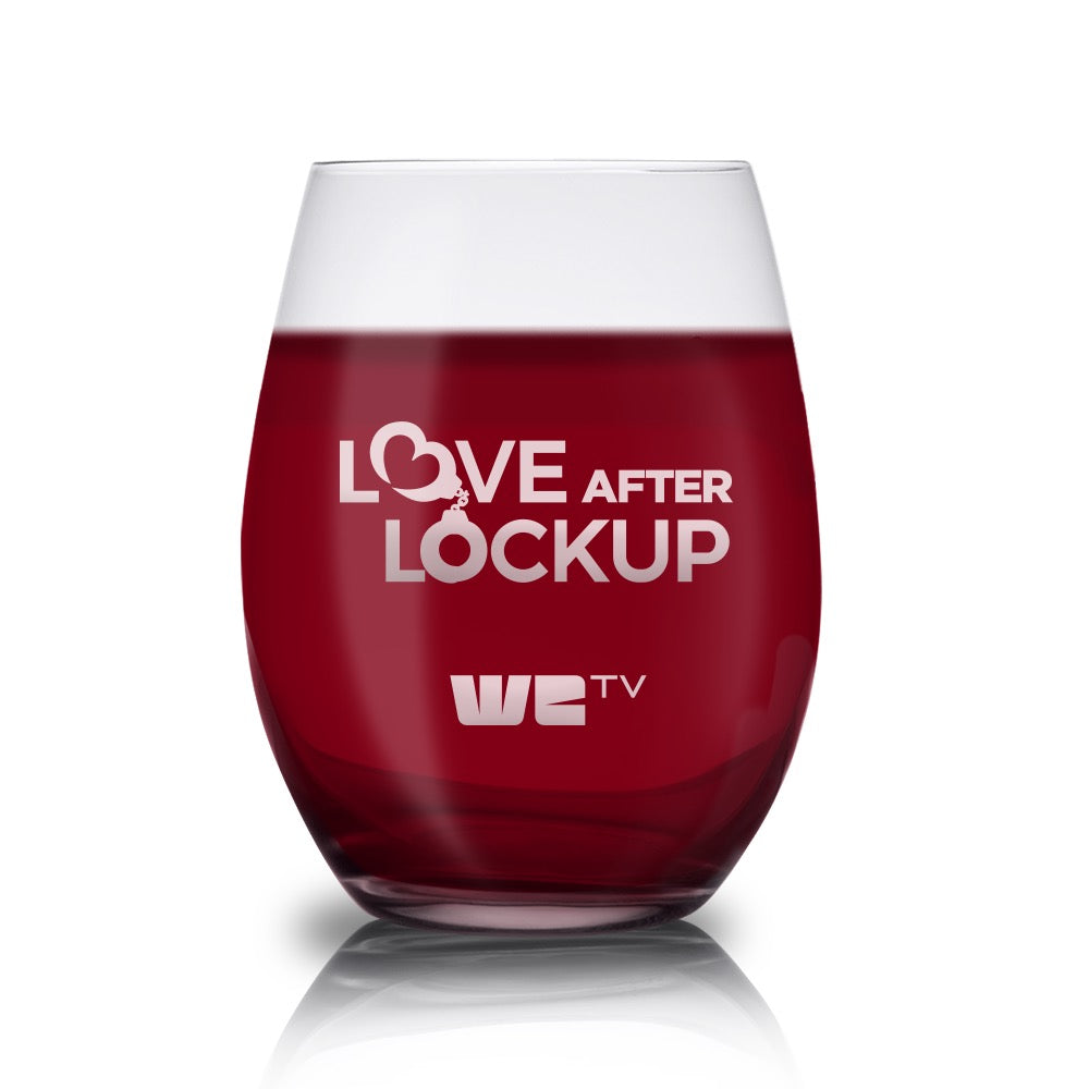 Love After Lockup Logo Laser Engraved Stemless Wine Glass