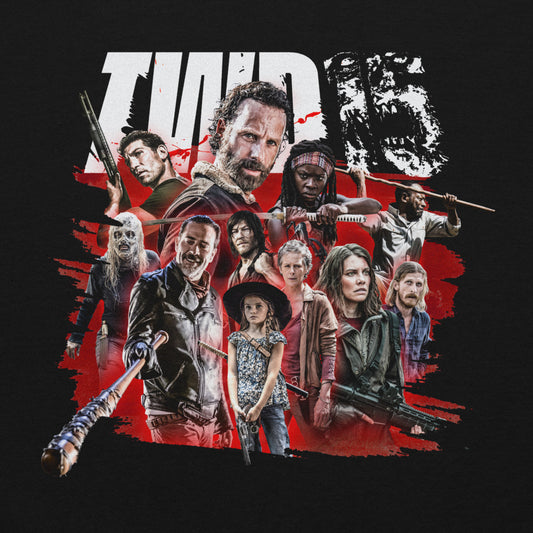 The Walking Dead Hoodie 15th Anniversary Character Mashup  Black