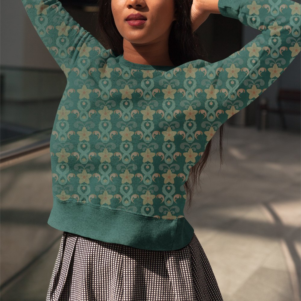 Opulent Prints Hi/Low Crewneck Pullover