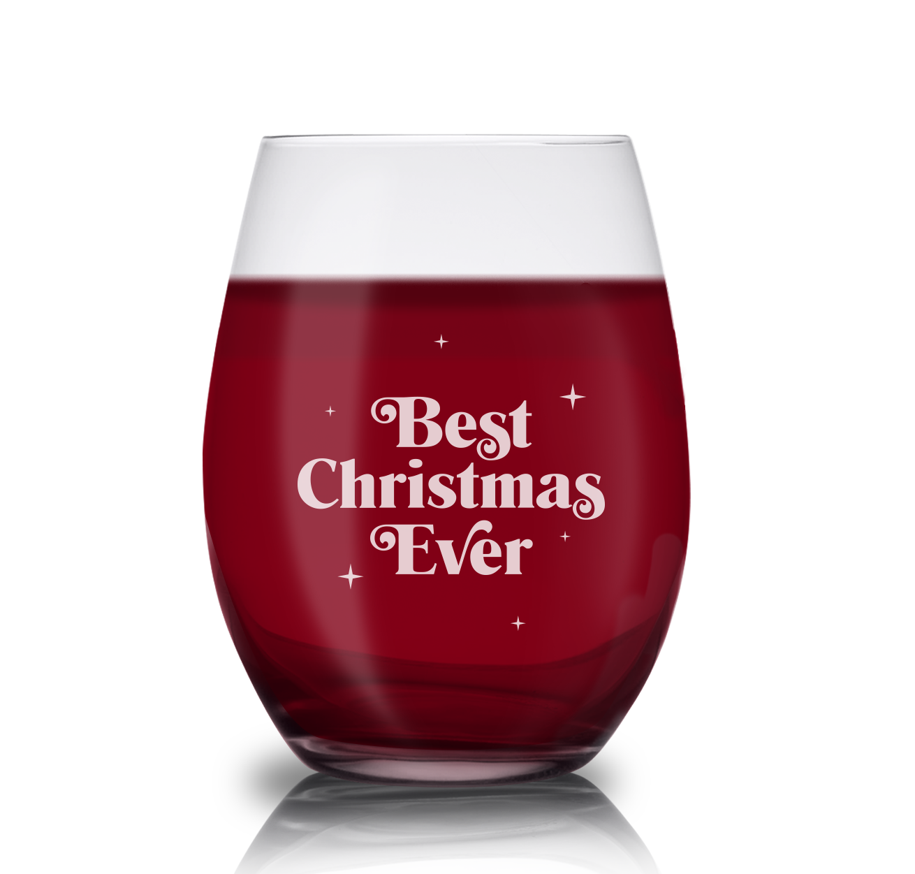 Best Christmas Ever Logo Laser Engraved Stemless Wine Glass