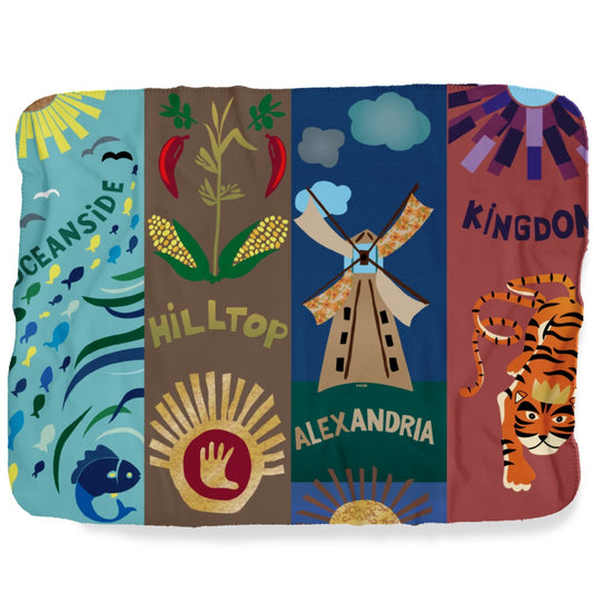 The Walking Dead Community Flags Sherpa Blanket