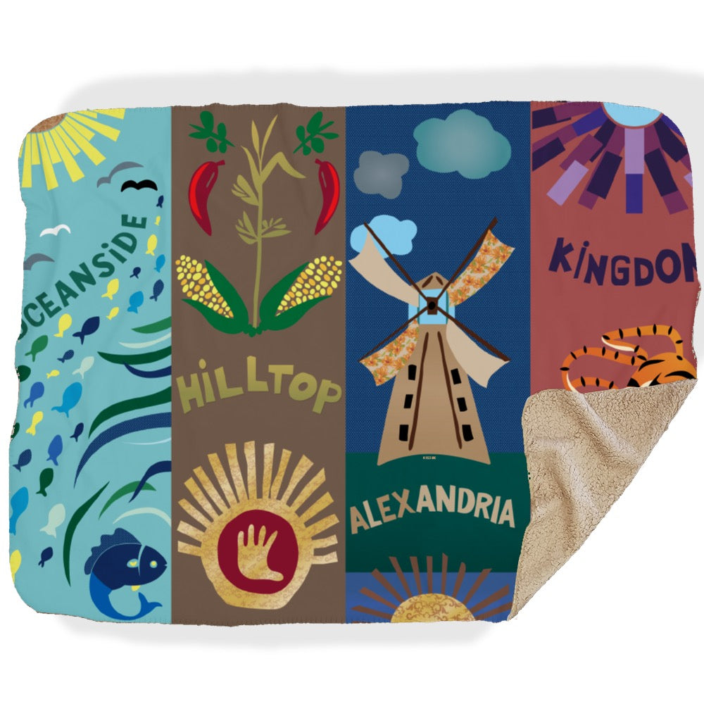 The Walking Dead Community Flags Sherpa Blanket