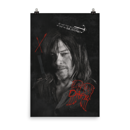 The Walking Dead Daryl Graffiti Premium Satin Poster