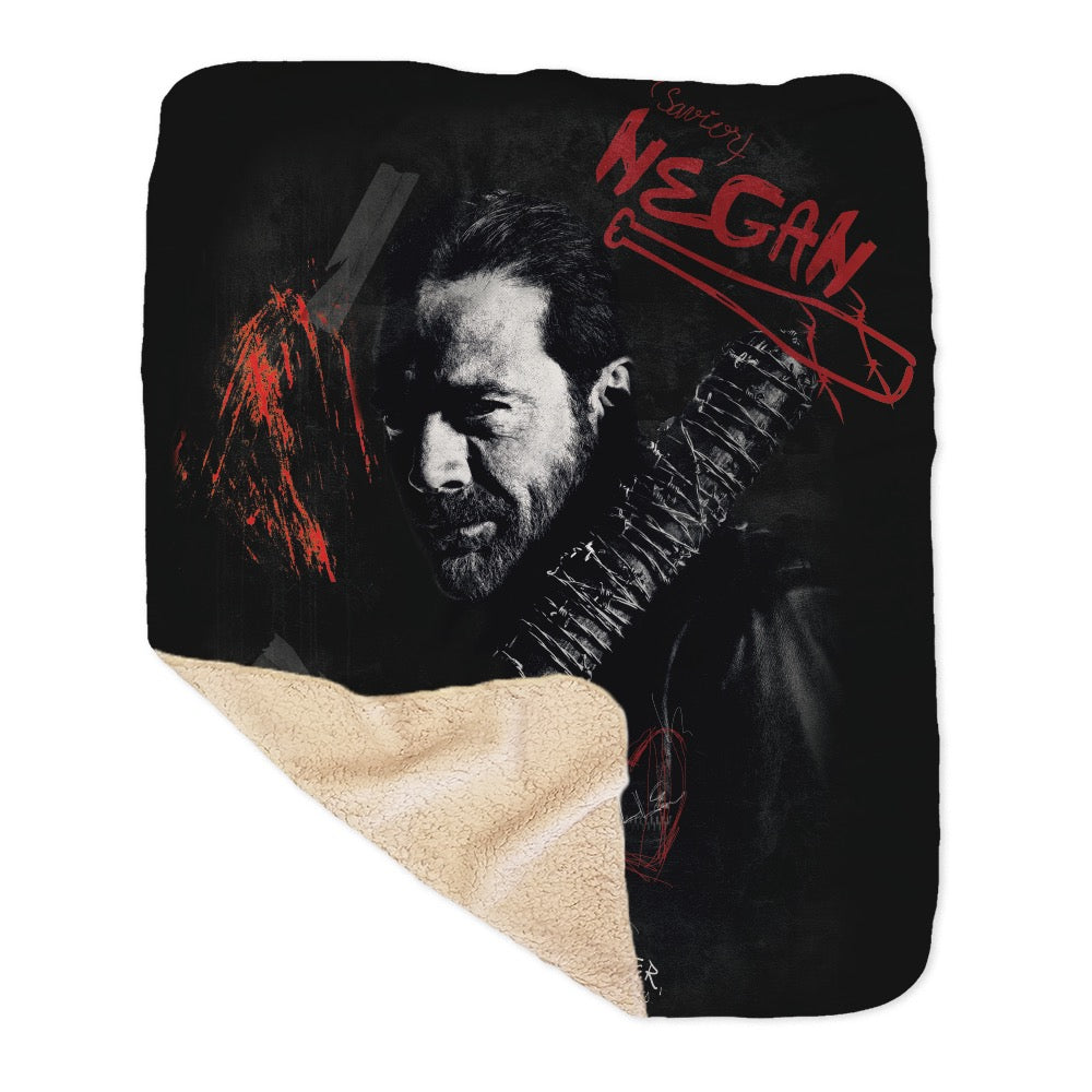 The Walking Dead Negan Graffiti Sherpa Blanket