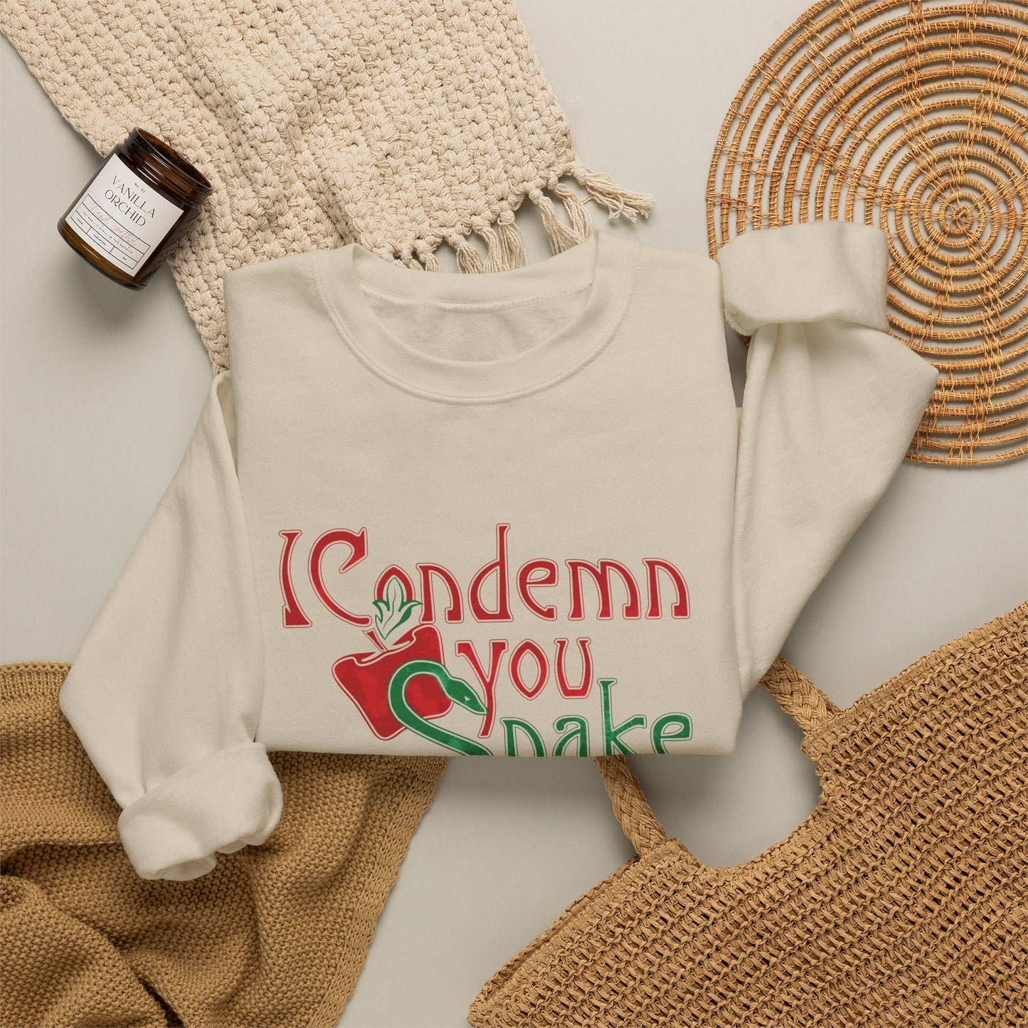 Forbidden Fruits I Condemn You Snake Crewneck Sweatshirt