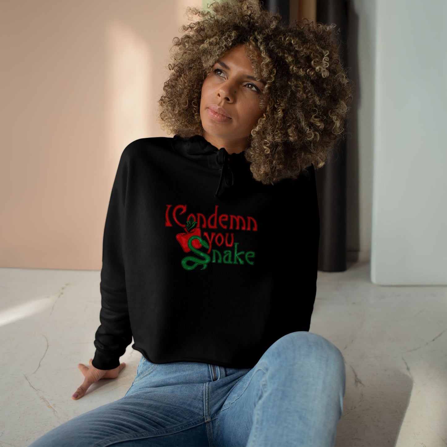 Forbidden Fruits I Condemn You Snake Cropped Hoodie