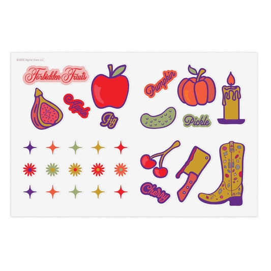 Forbidden Fruits Charms and Icons Sticker Sheet 4x6