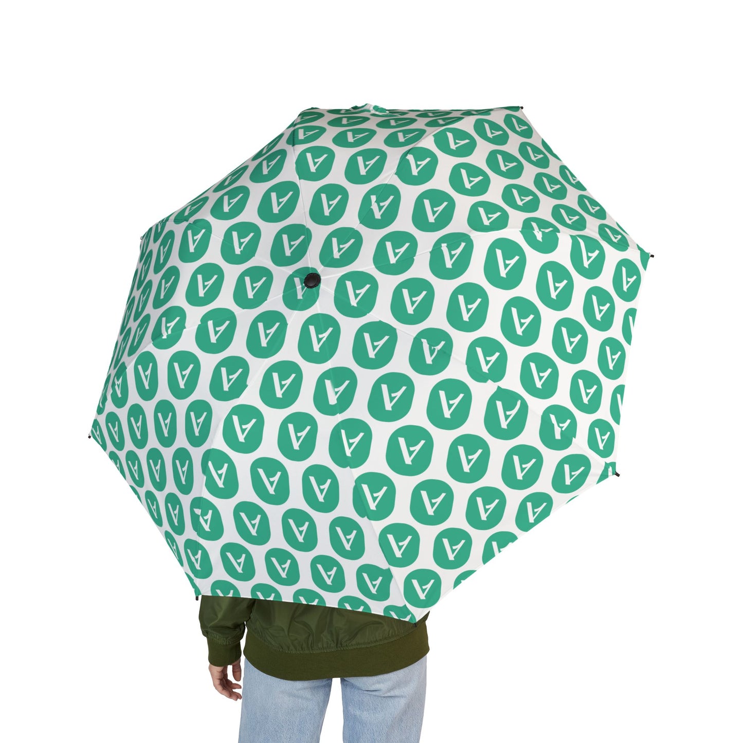 Acorn TV Green All Over Compact Foldable Umbrella