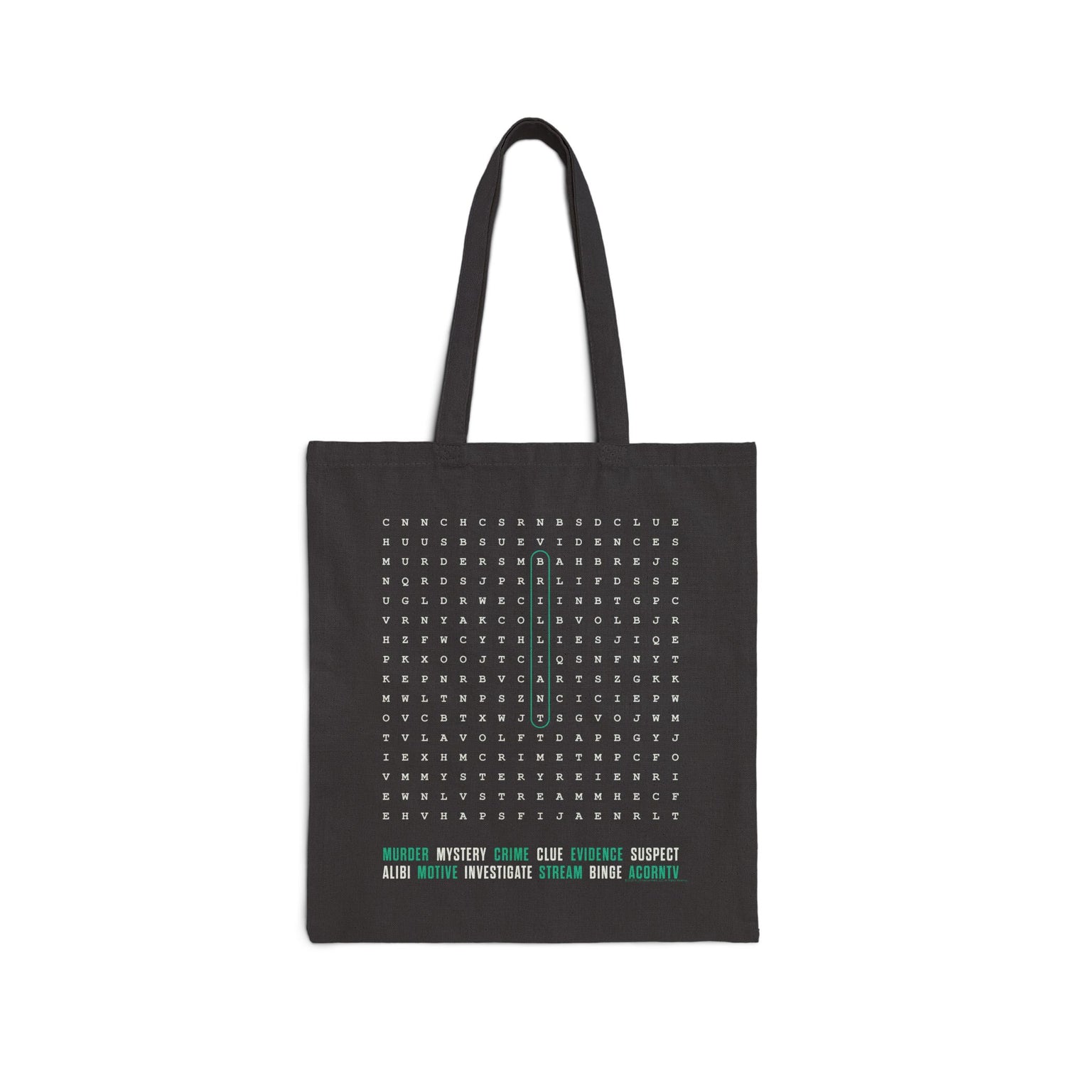 Acorn TV Mystery Word Search Tote Bag