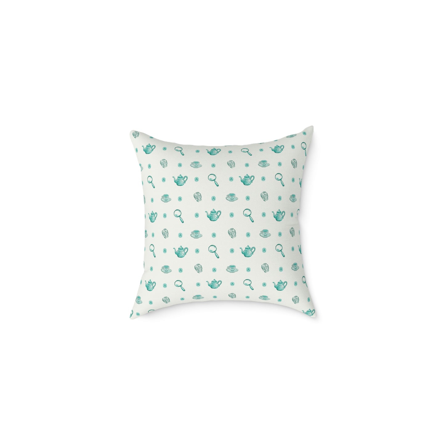 AcornTV Criminally Cozy Tea Pattern Throw Pillow