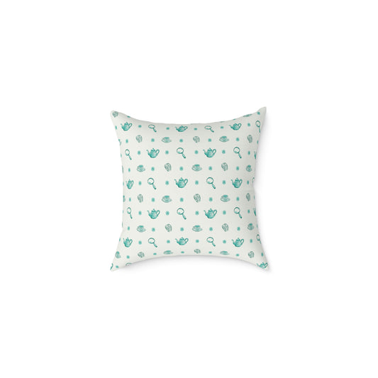 AcornTV Criminally Cozy Tea Pattern Throw Pillow