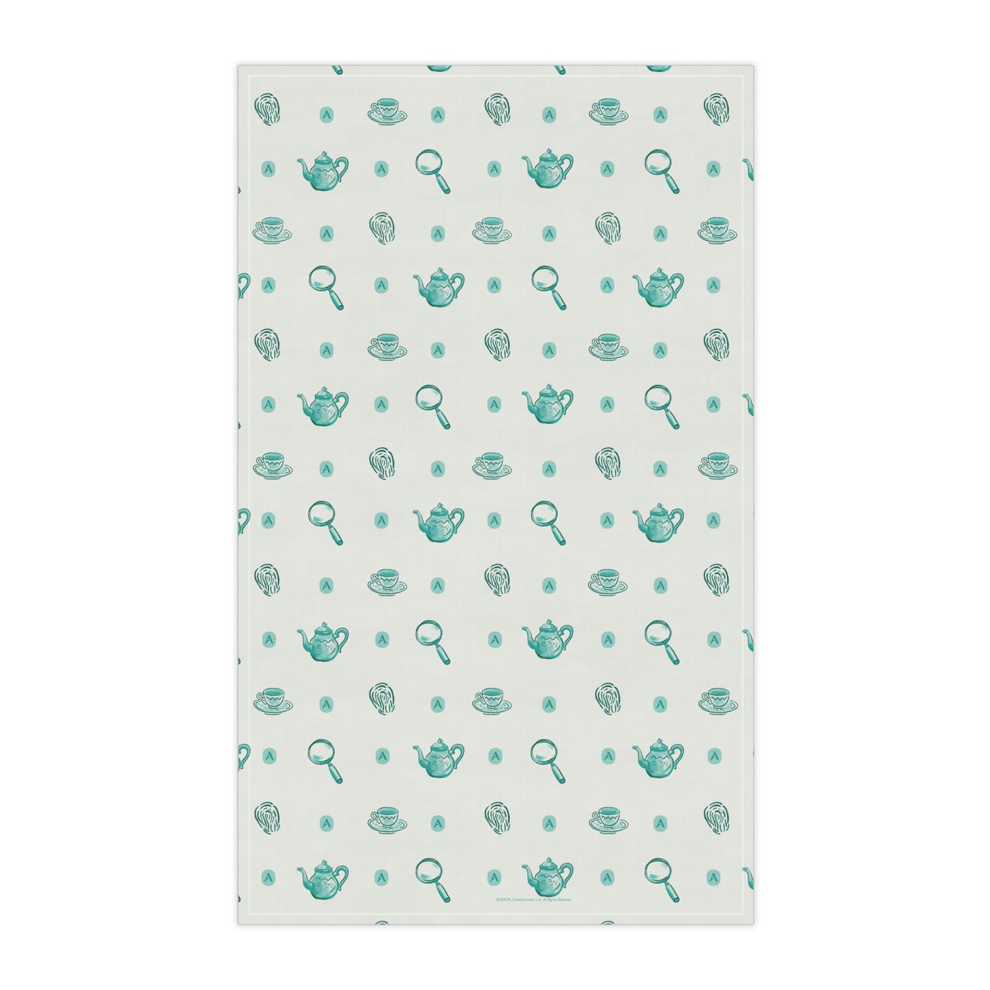 Acorn TV Tea and Detective Icons Cotton Tea Towel