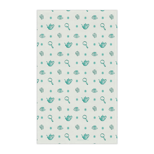 Acorn TV Tea and Detective Icons Cotton Tea Towel