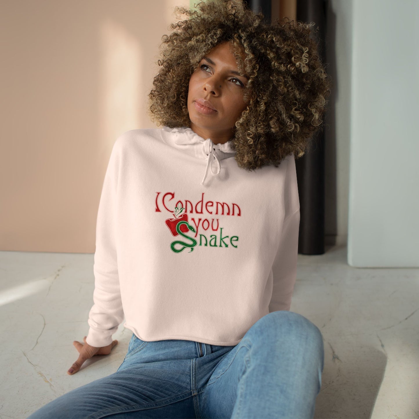 Forbidden Fruits I Condemn You Snake Cropped Hoodie