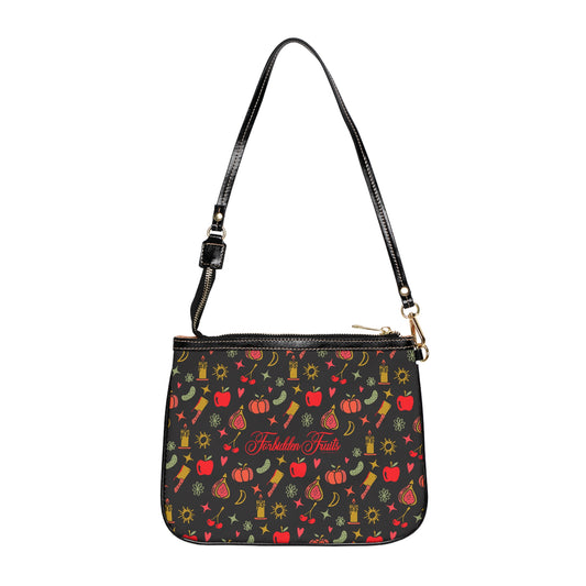 Forbidden Fruits All Over Pattern Small Shoulder Bag Black