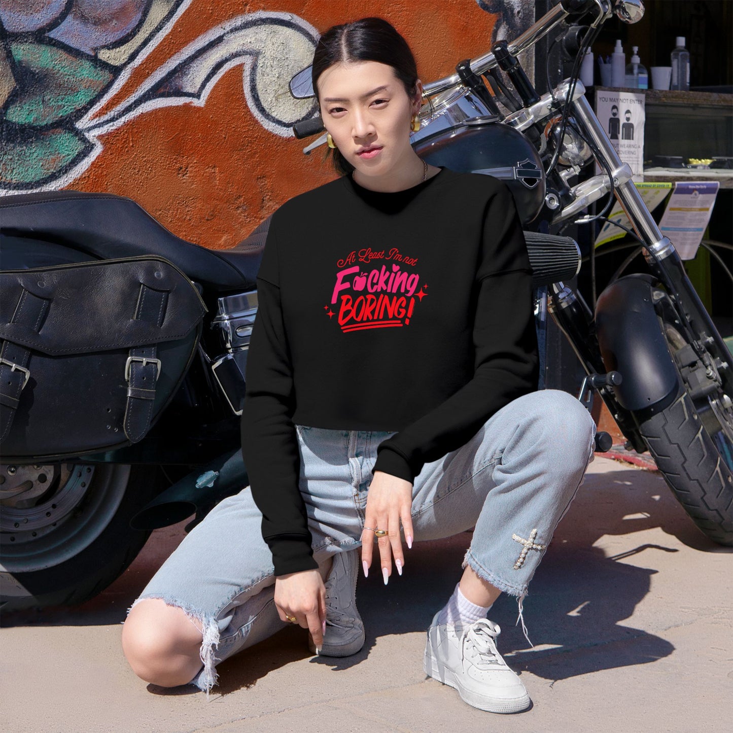 Forbidden Fruits “At Least I'm not F*cking Boring” Bella Canvas Cropped Long Sleeve