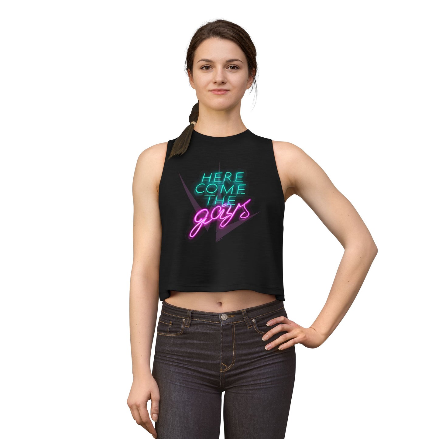 The Vampire Lestat Here Comes the Gays Neon Pride Crop Tank Top
