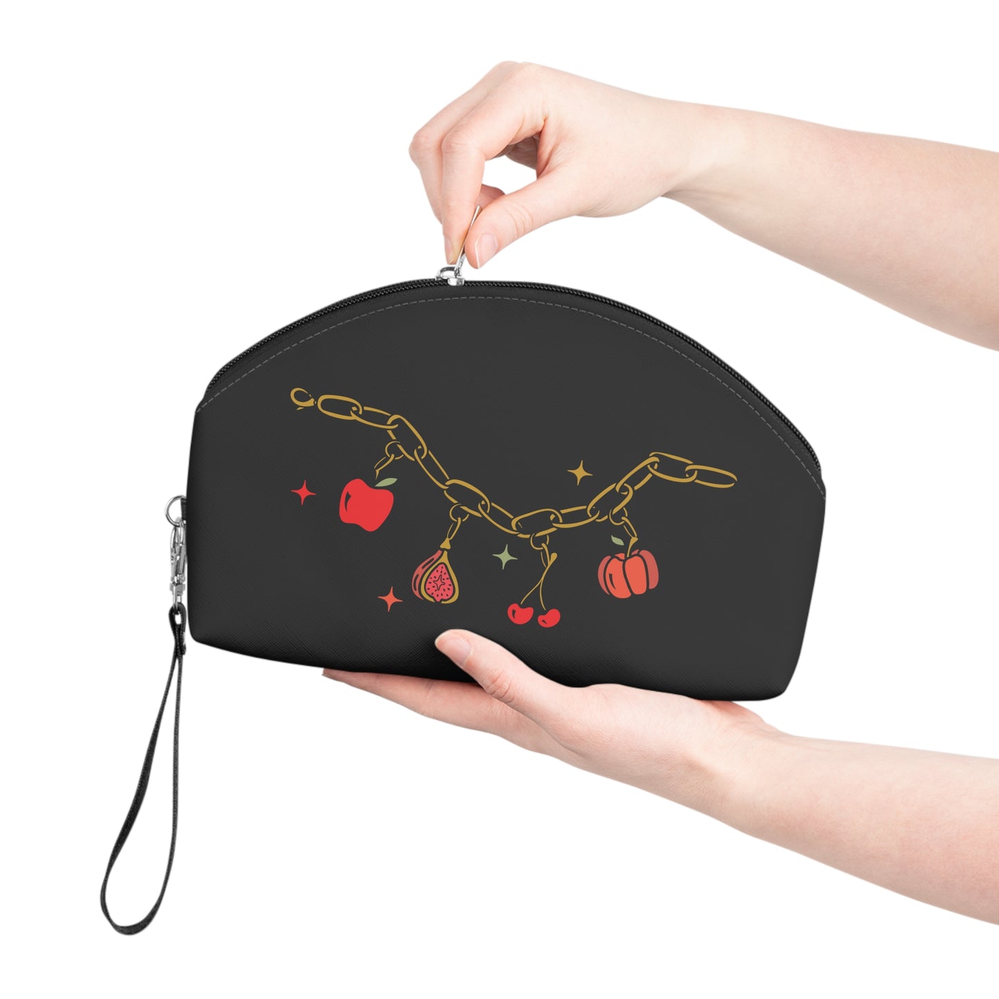 Forbidden Fruits Charms Cosmetic Makeup Bag Black