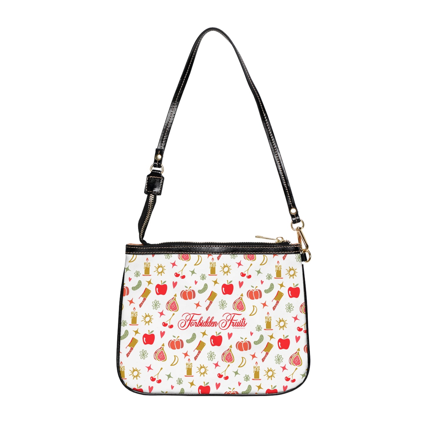 Forbidden Fruits All Over Pattern Small Shoulder Bag White