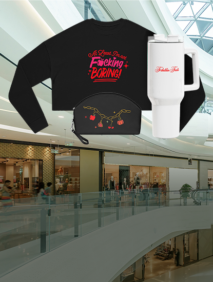 <p><strong>Don't Be Boring!<br/>Grab Your Forbidden Fruits<br/>Merch Now</strong></p>