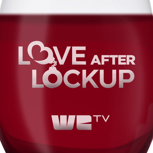 Love After Lockup Logo Laser Engraved Stemless Wine Glass