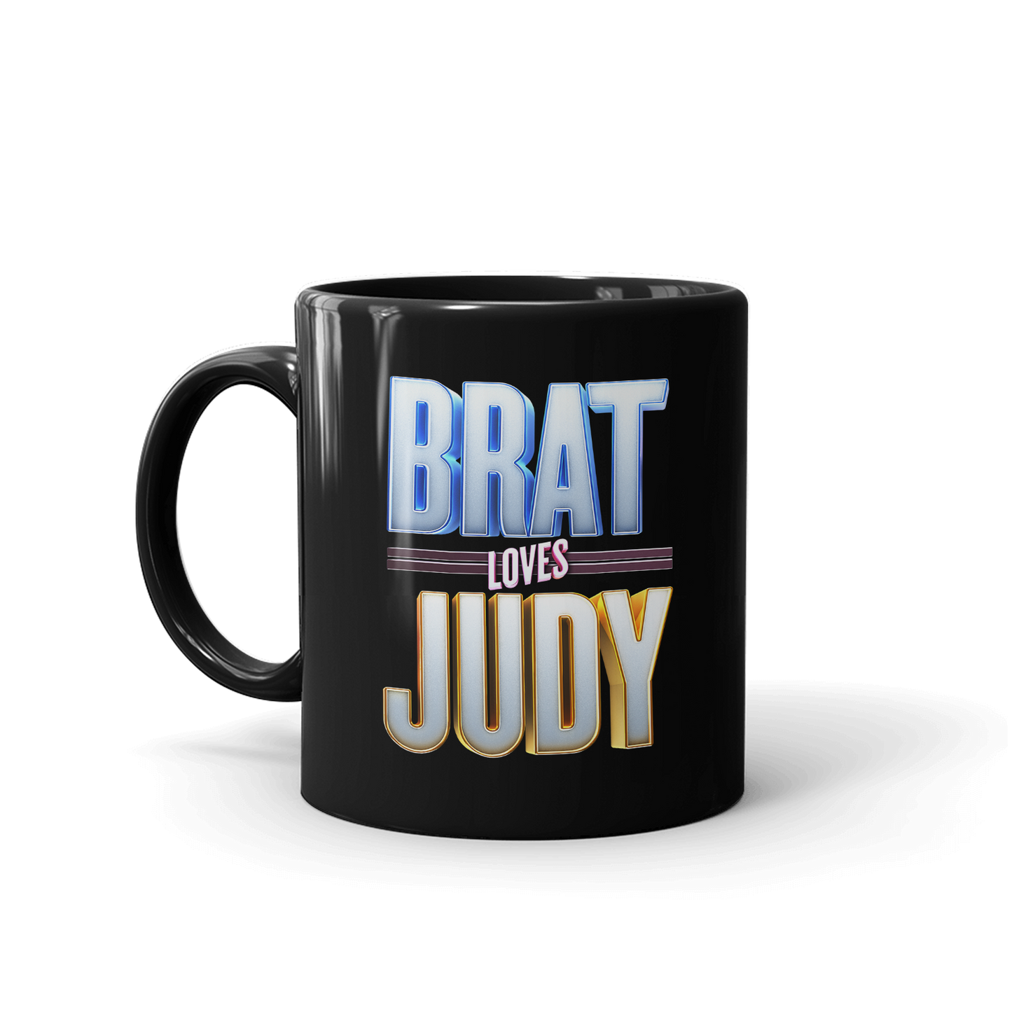 Brat Loves Judy Logo Black Mug