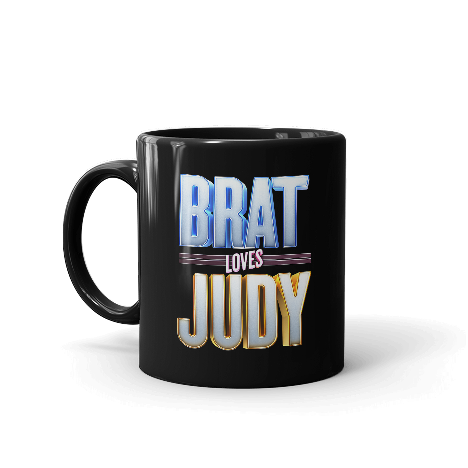 Brat Loves Judy Logo Black Mug