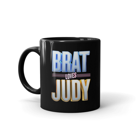Brat Loves Judy Logo Black Mug