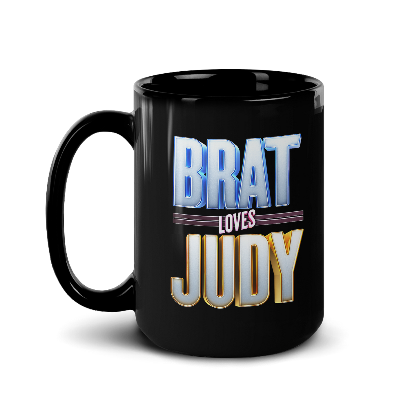 Brat Loves Judy Logo Black Mug