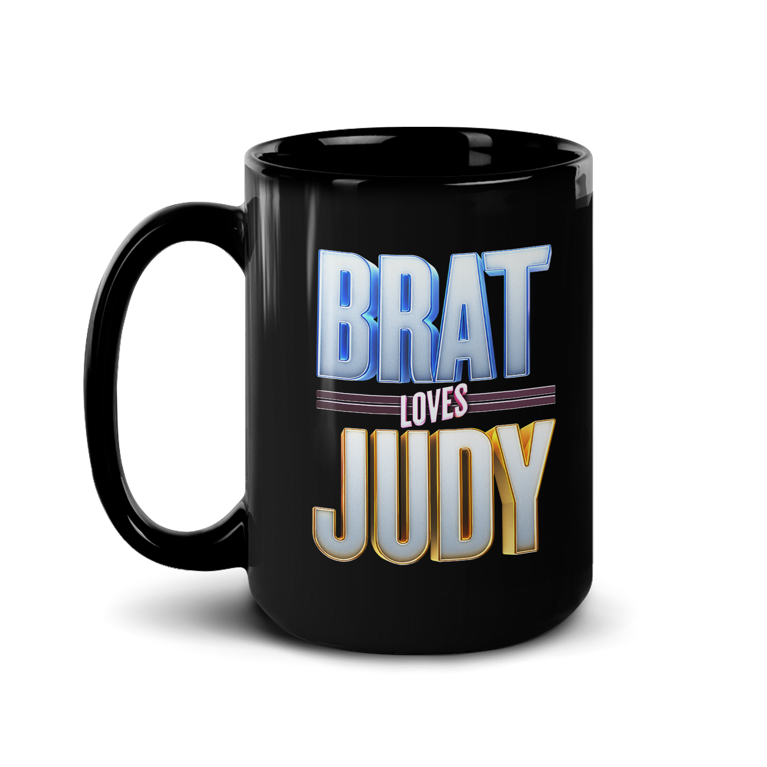 Brat Loves Judy Logo Black Mug