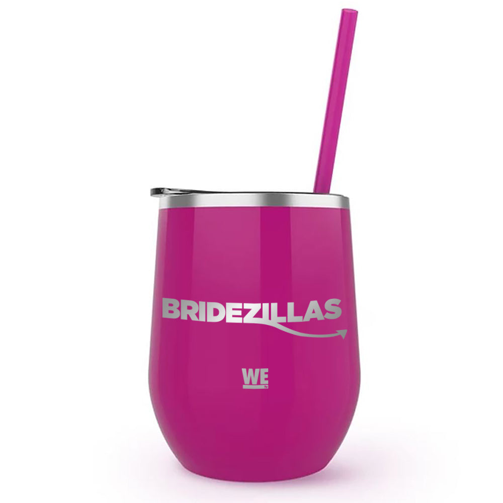 Bridezillas Logo Laser Engraved Wine Tumbler with Straw