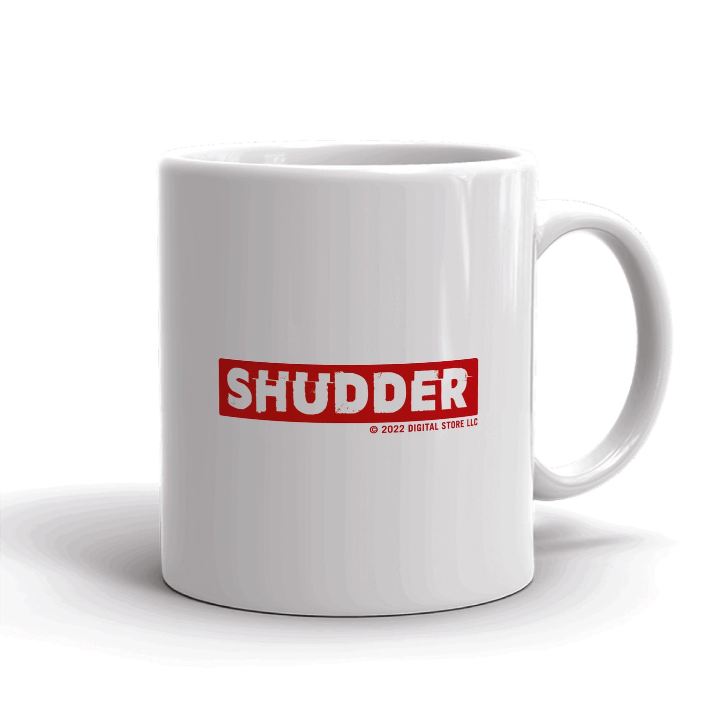 Top-down view looking into the interior of the white ceramic Shudder mug