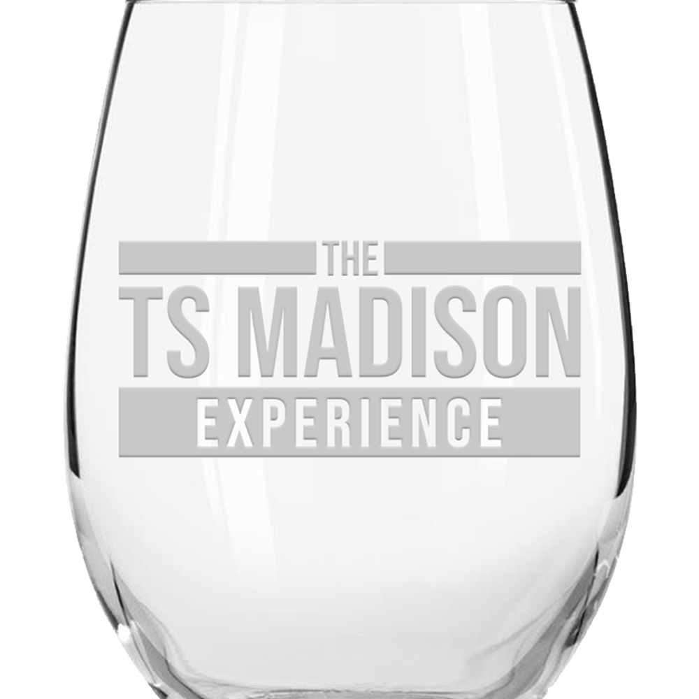 The TS Madison Experience Logo Laser Engraved Stemless Wine Glass