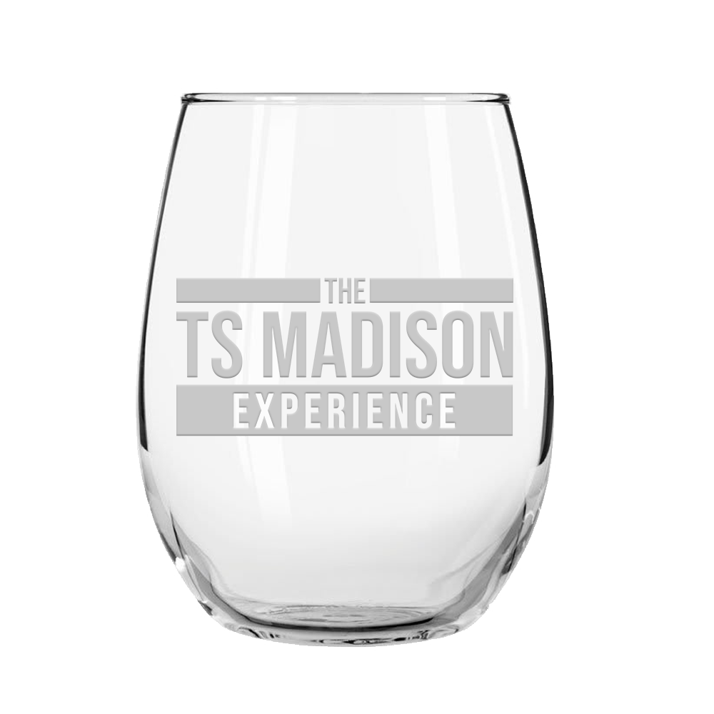 The TS Madison Experience Logo Laser Engraved Stemless Wine Glass