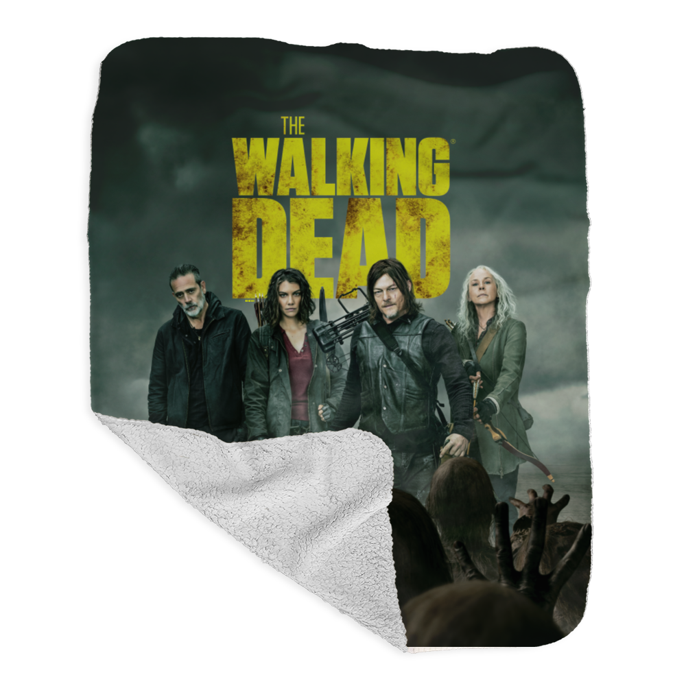 The Walking Dead Season 11C Key Art Grey Sherpa Blanket