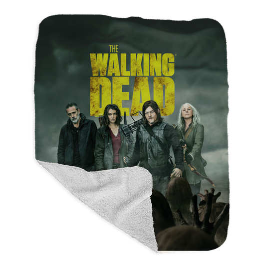 The Walking Dead Season 11C Key Art Grey Sherpa Blanket