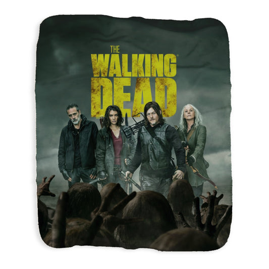 The Walking Dead Season 11C Key Art Grey Sherpa Blanket