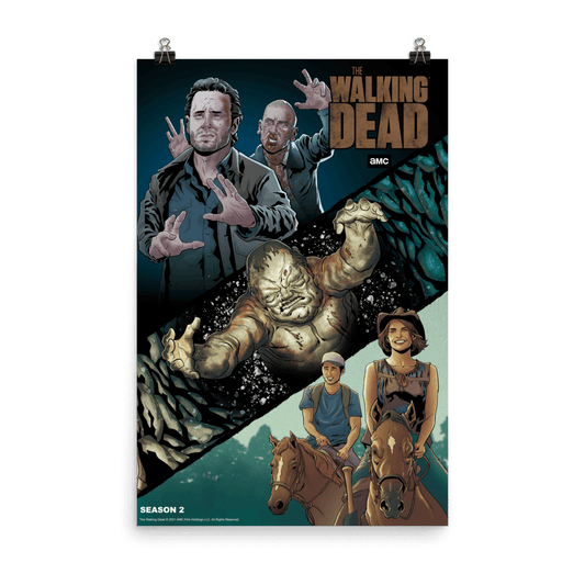 11 Weeks of TWD – Season 2 by Will Sliney & Dee Cunniffe Premium Satin Poster
