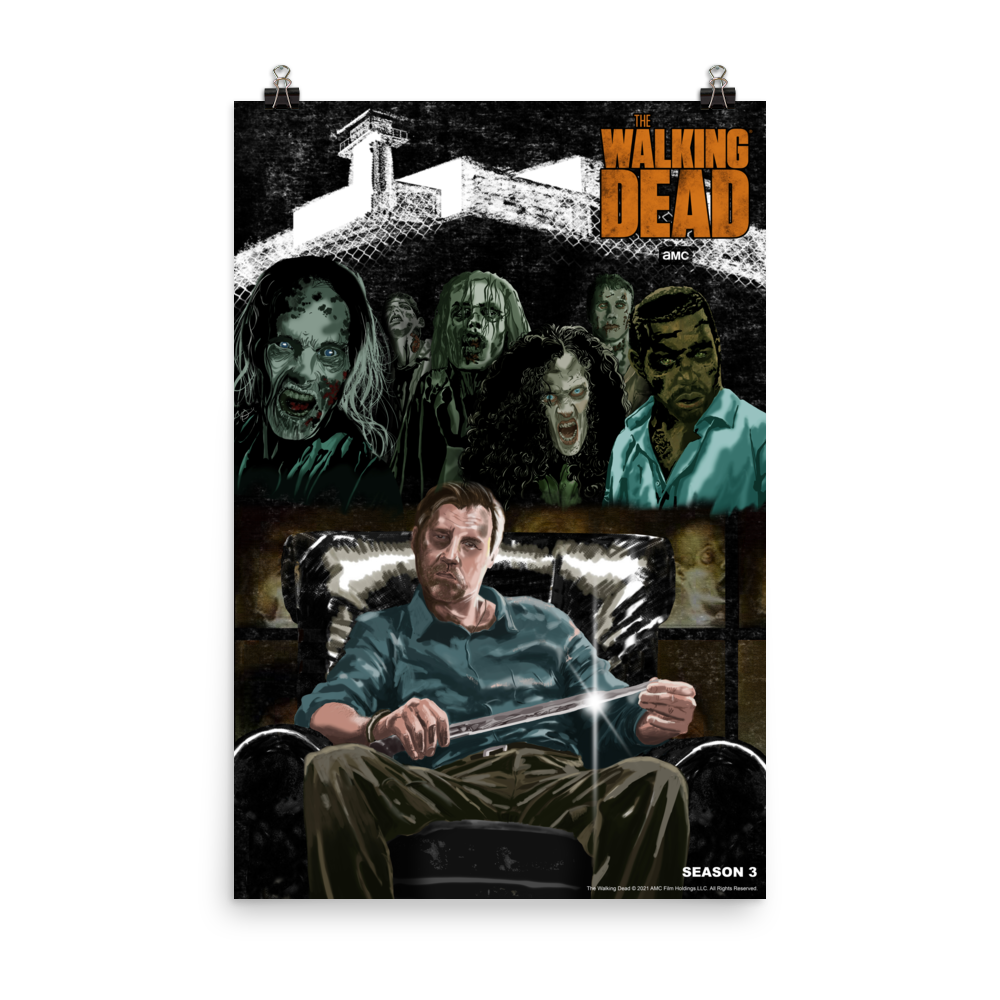 11 Weeks of TWD – Season 3 by Kirk A. Etienne Premium Satin Poster