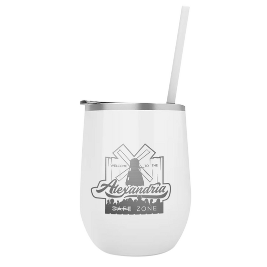 The Walking Dead Alexandria Laser Engraved Wine Tumbler with Straw