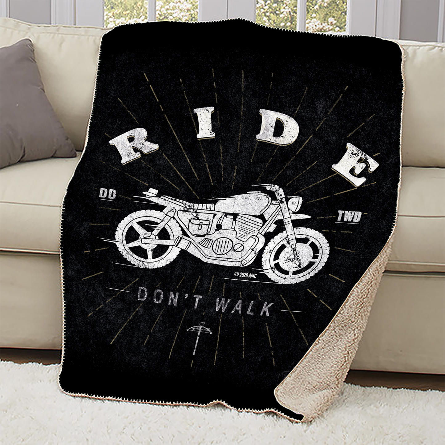 The Walking Dead Daryl Ride Don't Walk Sherpa Blanket