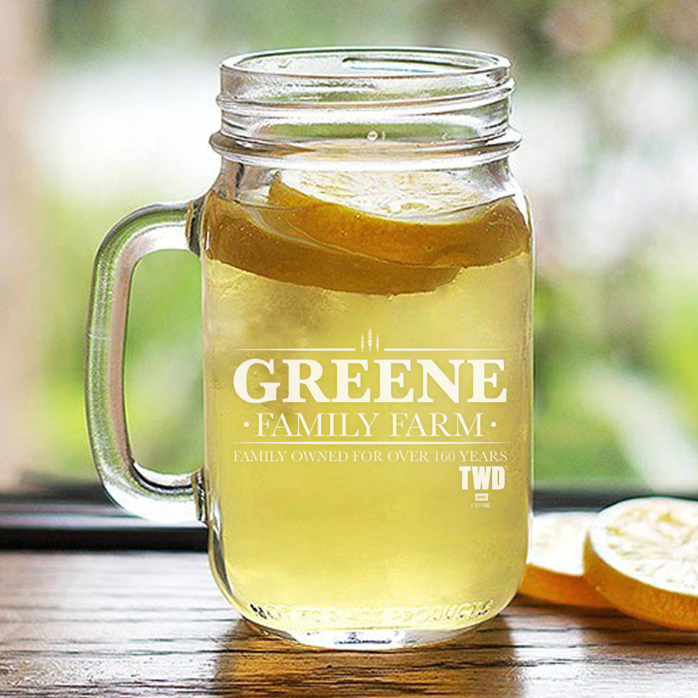 The Walking Dead Greene Family Farm Laser Engraved Mason Jar