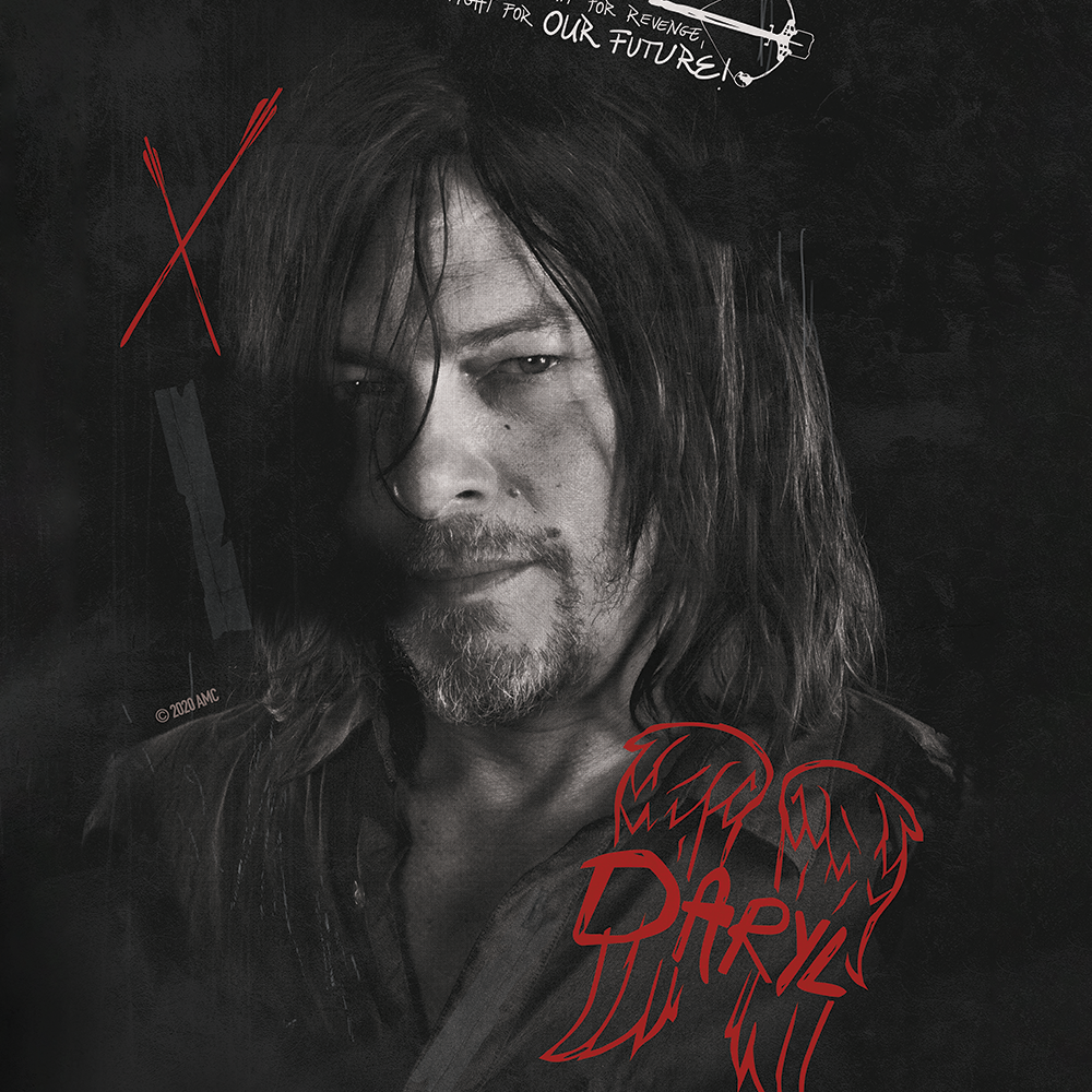The Walking Dead Daryl Graffiti Premium Satin Poster