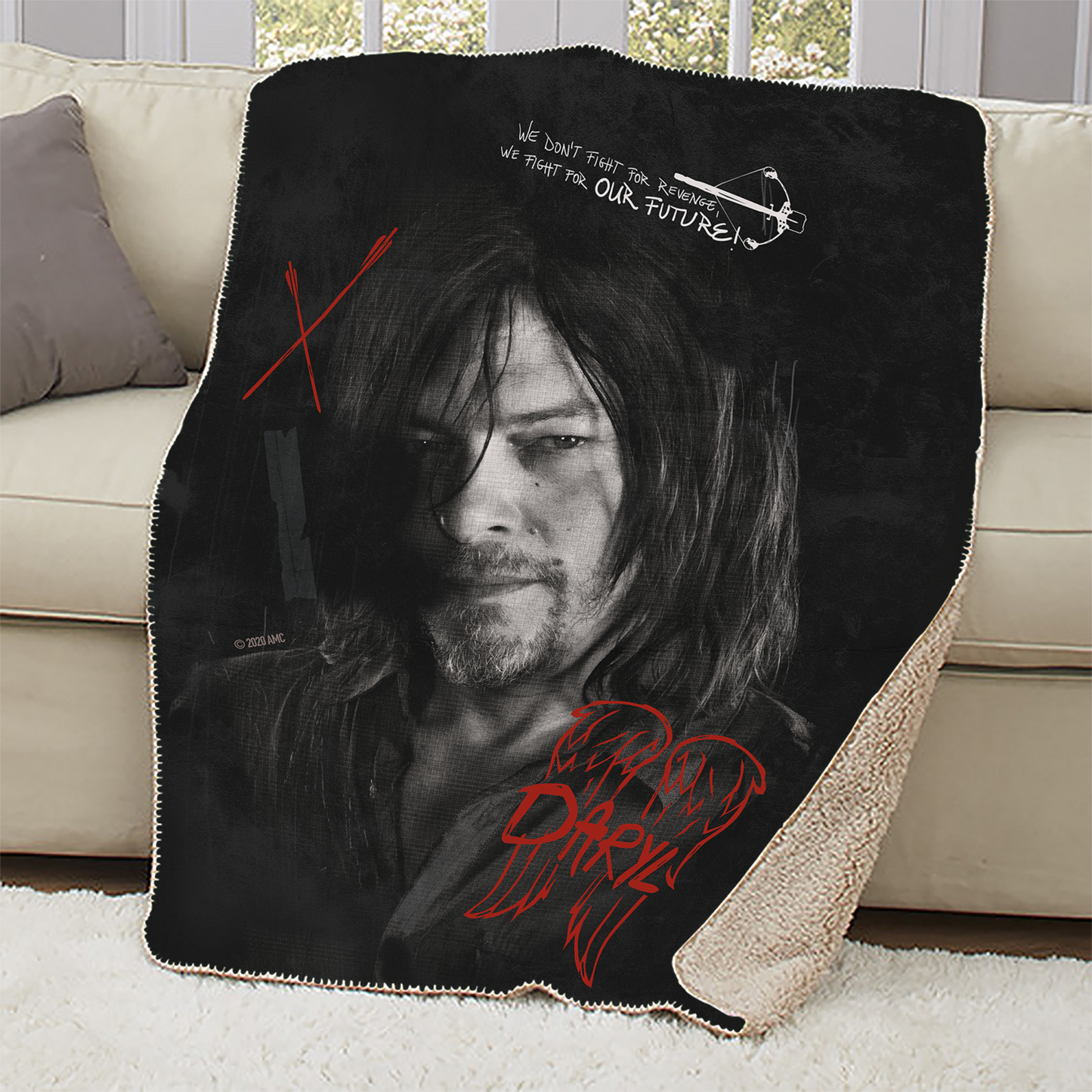 The Walking Dead Daryl Graffiti  Sherpa Blanket