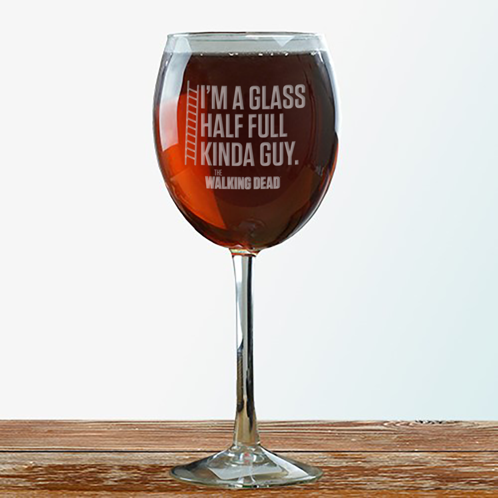 The Walking Dead Glass Half Full Laser Engraved Wine Glass