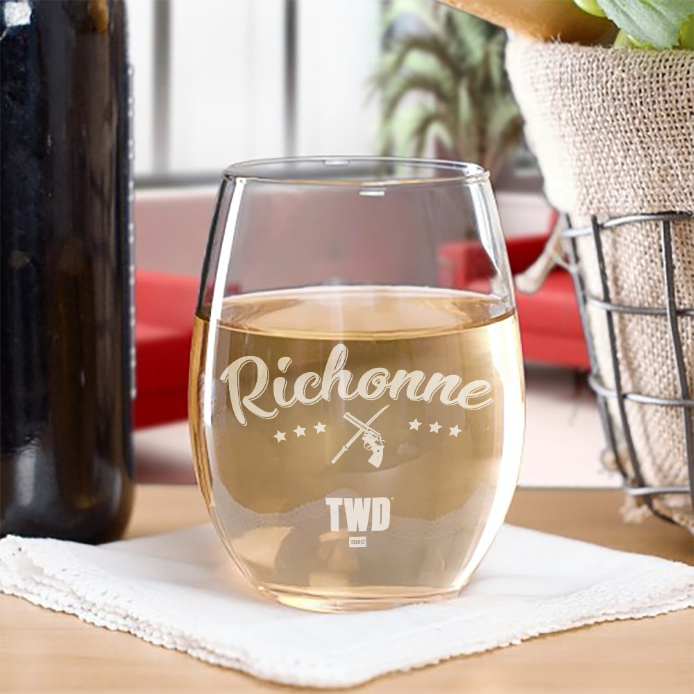 The Walking Dead Richonne Laser Engraved Stemless Wine Glass