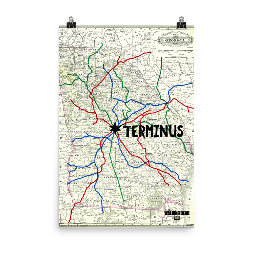 The Walking Dead Terminus Map Premium Satin Poster